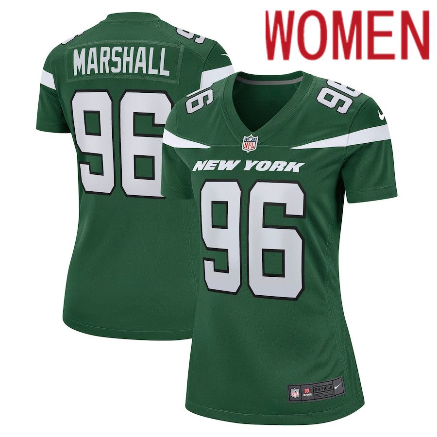 Women New York Jets 96 Jonathan Marshall Nike Gotham Green Game NFL Jersey